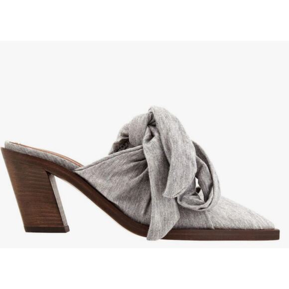 BURBERRY Pewter Melange Synthetic Tillington Ankle-wrap Mules Size 37 NEW - Picture 3 of 8